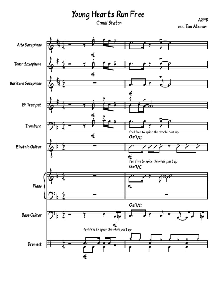 young hearts run free sheet music