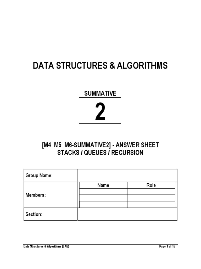 Tsa2 anssheet download free pdf queue abstract data type array
