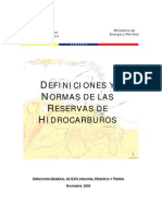 Definiciones y Normas de Reservas de Hidrocarburos