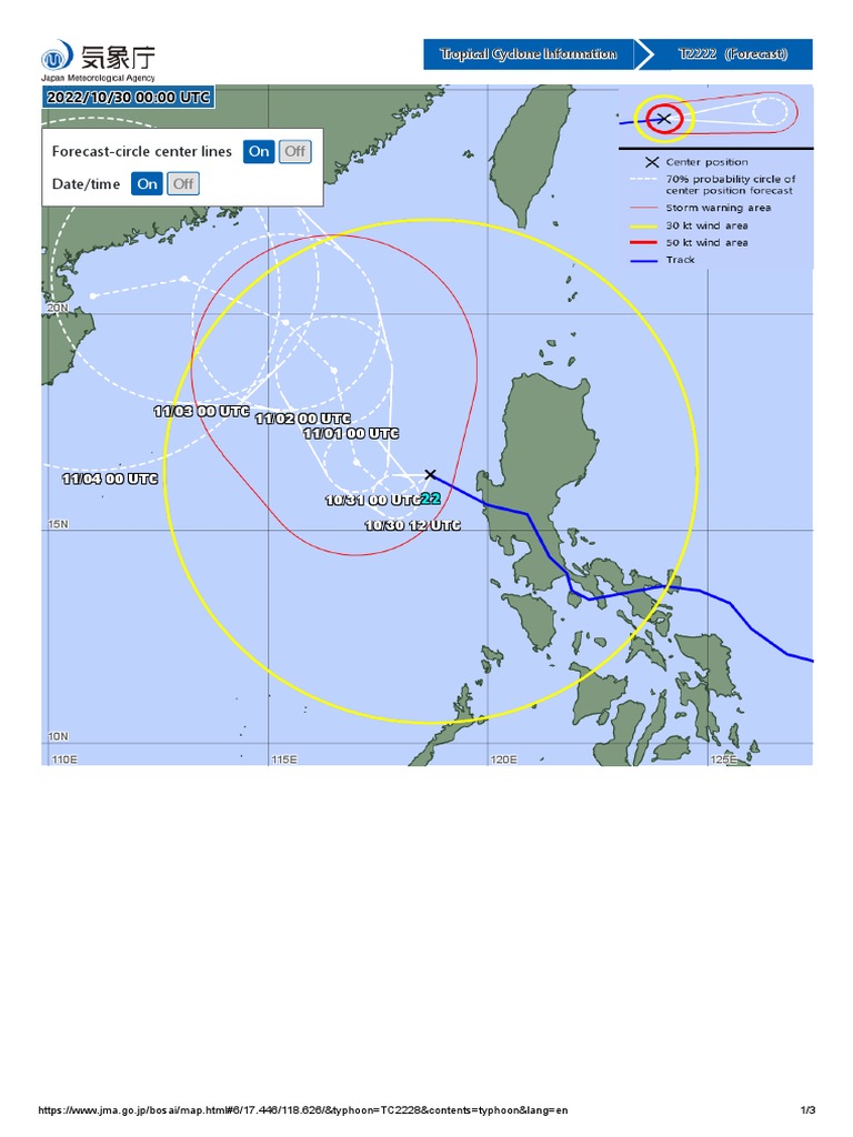 JMA Typhoon T2222 Forecast Update | PDF | Tropical Cyclones | Wound