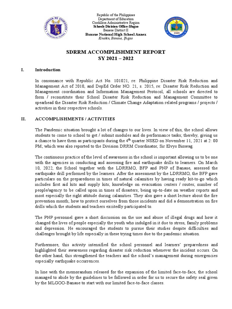 Ifugao School Disaster Risk Report 2022 | PDF | Emergency Management ...