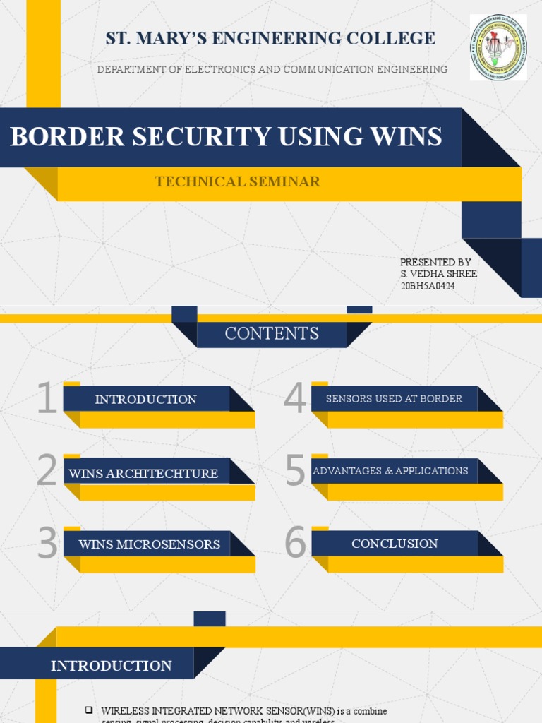 Border Security Using Wins: St. Mary'S Engineering College | PDF ...