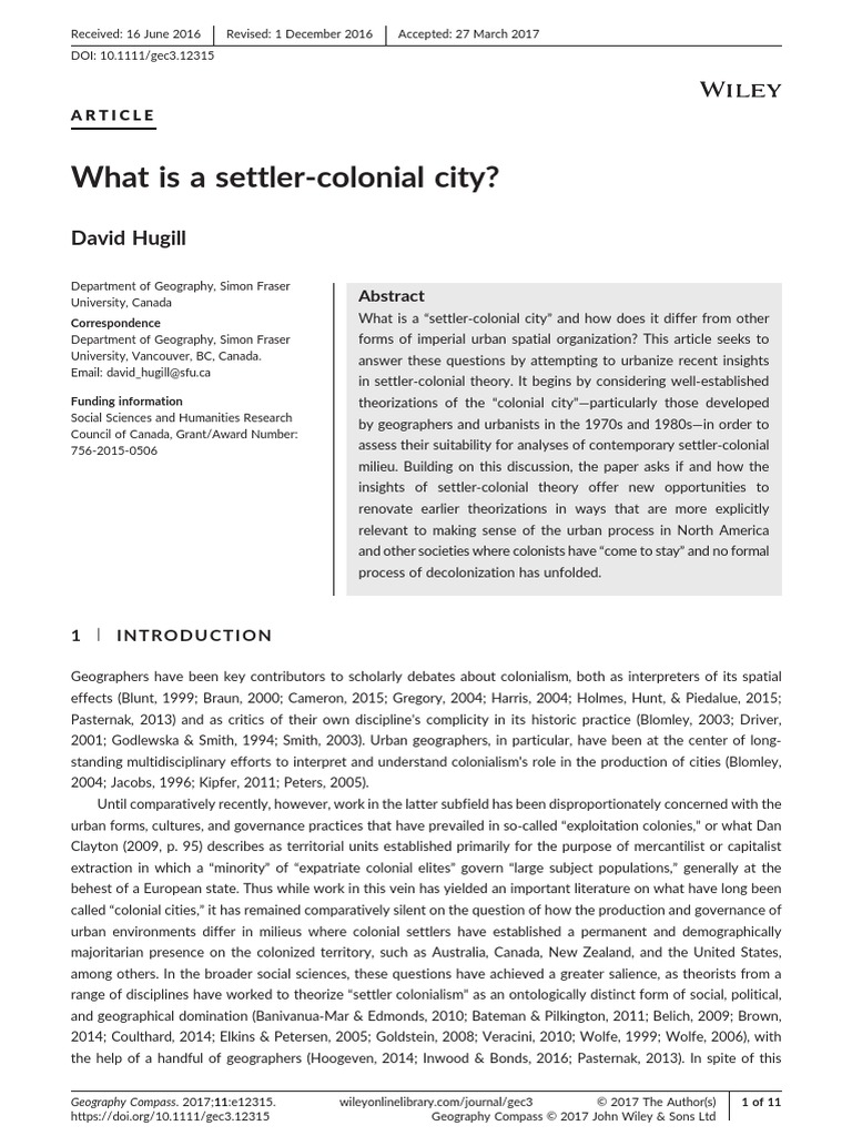 1 A Settler Colonial City | PDF | Colonialism | City