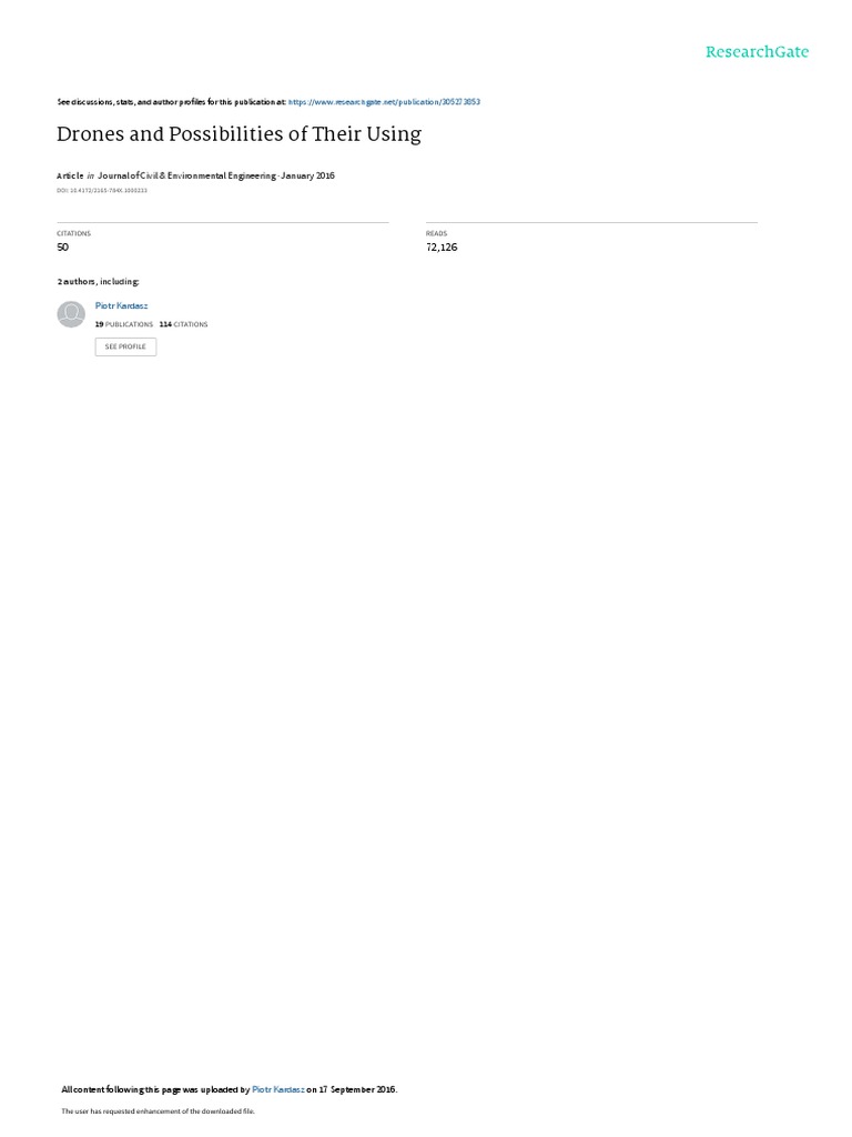 Drones and Possibilities of Their Using PDF Rechargeable Battery