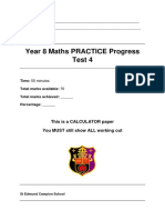 PRACTICE TEST Year 8 Maths Progress Test 4