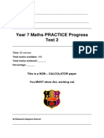 PRACTICE TEST Year 7 Maths Progress Test 2