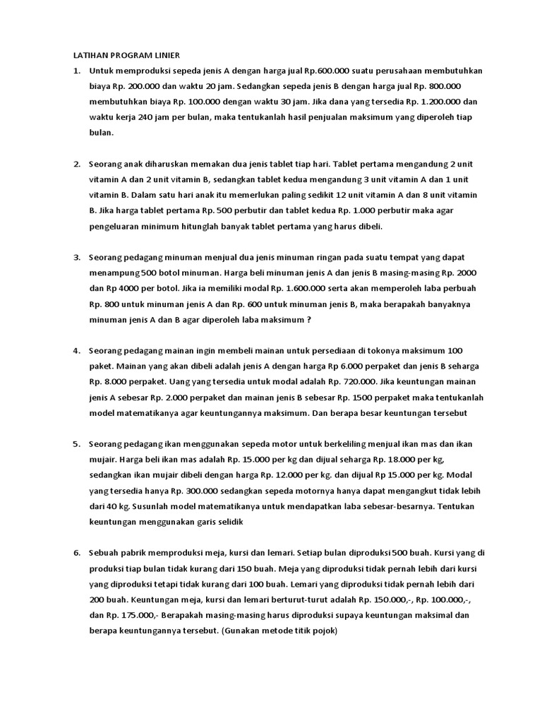 Latihan Program Linier Pdf
