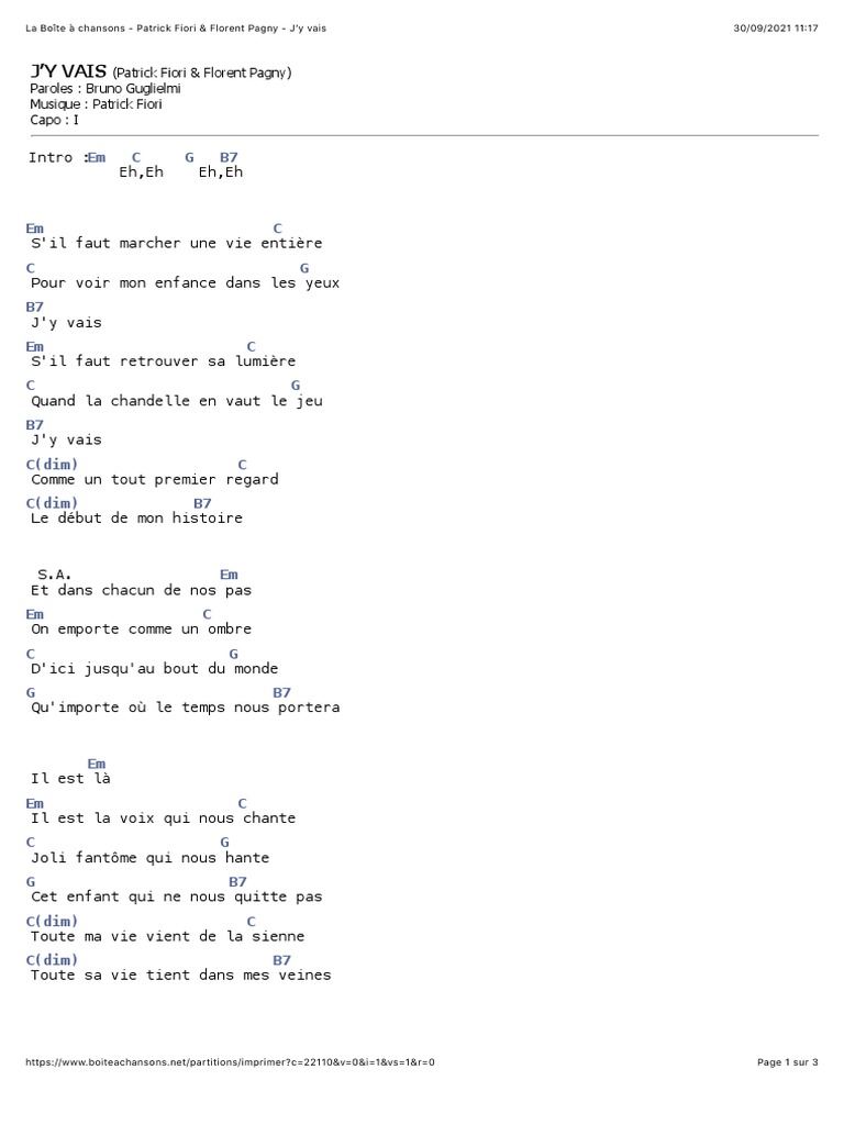 J'y Vais Patrick Fiori & Florent Pagny PDF