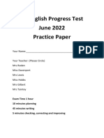 Y9 English Progress Test Practice Paper8443