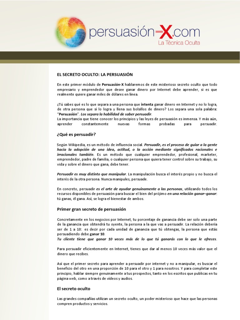 El Poder de la Persuasión en Negocios | PDF | Persuasión | Mente