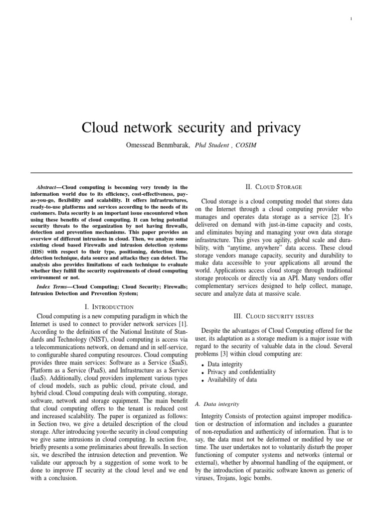 Cloud Security: Firewalls & Intrusion Detection | PDF | Cloud Computing ...
