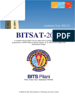 BITSAT 2022 Online Computer-Based Admission Test Info