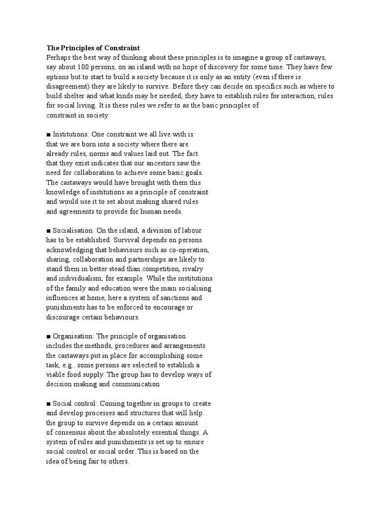 The Principles of Constraint | PDF | Socialization | Institution