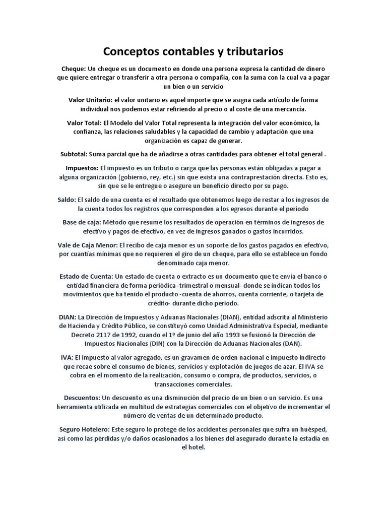 Conceptos Contables y Tributarios | PDF | Contabilidad | Impuesto al ...
