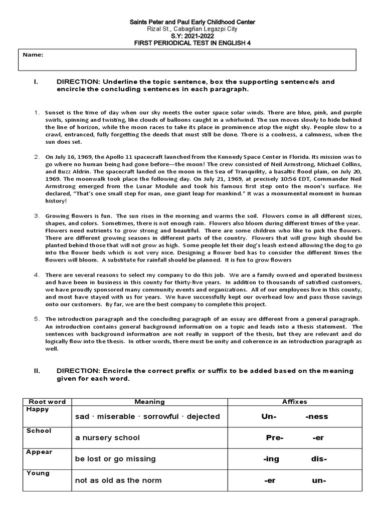 English 4 - Quarter 1 | PDF