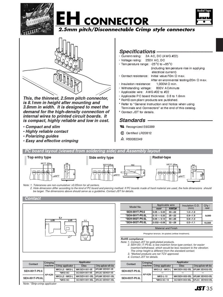 JST B4B EH A (LF) (SN) Datasheet | PDF | Electrical Connector ...