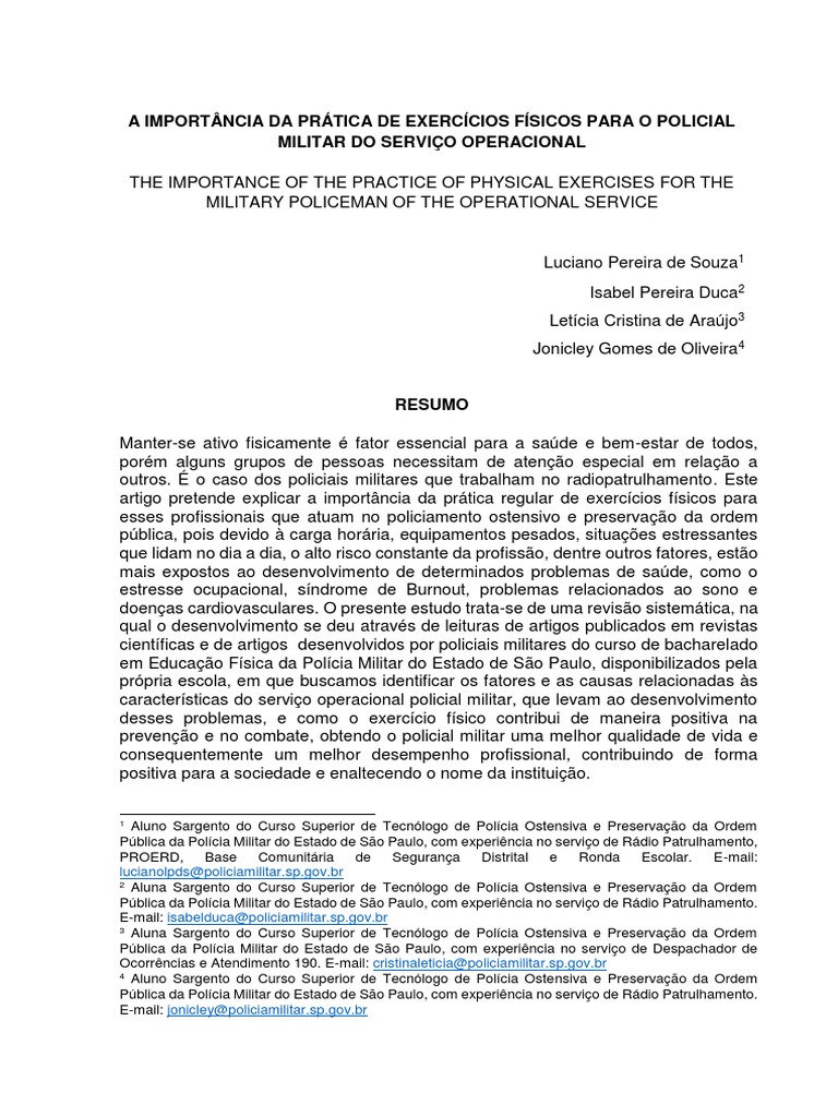 133 - A Importância Da Prática de Exercícios Físicos para o Policial ...