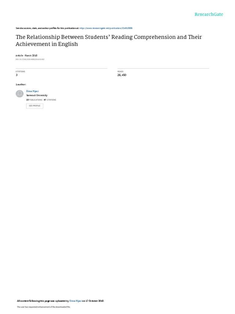 The relationship between students reading compreh pdf reading