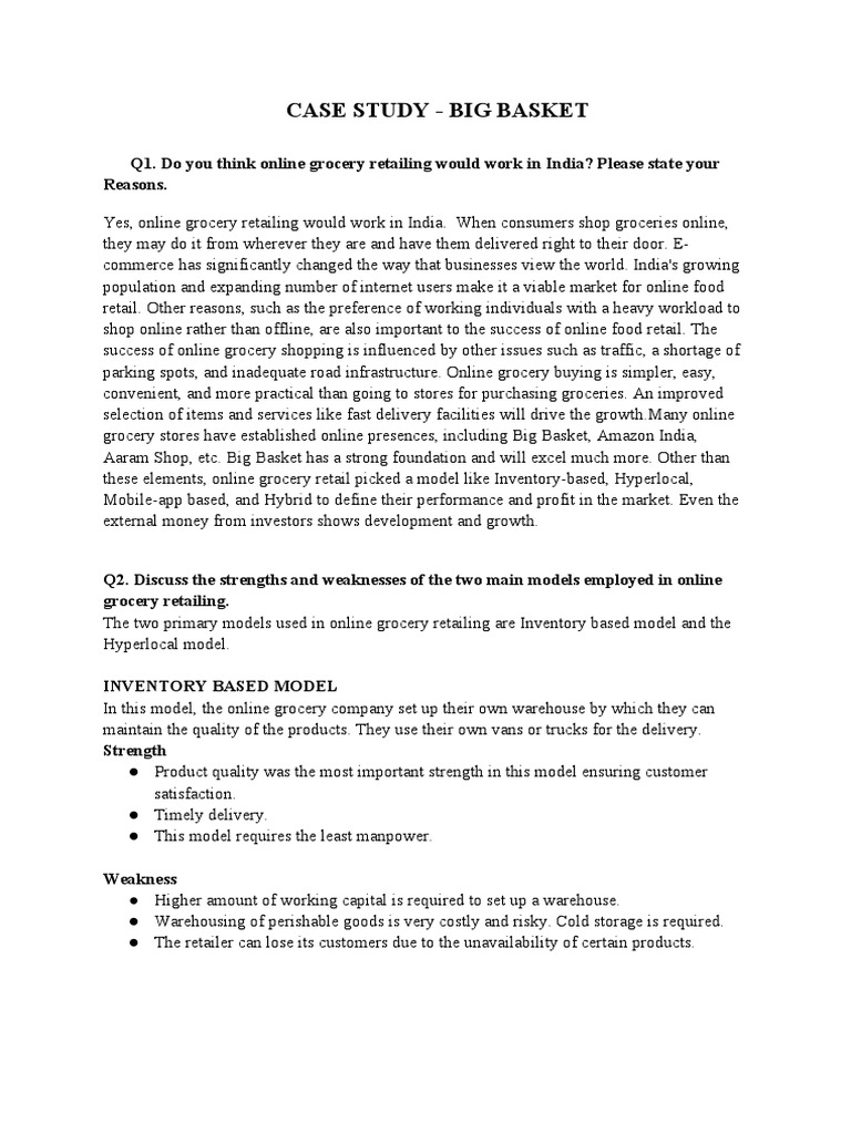 Big Basket Case Study PDF Retail Grocery Store
