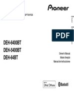Pioneer DEH-6400BT DEH-5400BT DEH-64BT CD RDS Receiver Owners Manual Multilingual