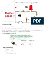 Probador Simple de Mosfet Canal P Con Resistores y Diodo Led