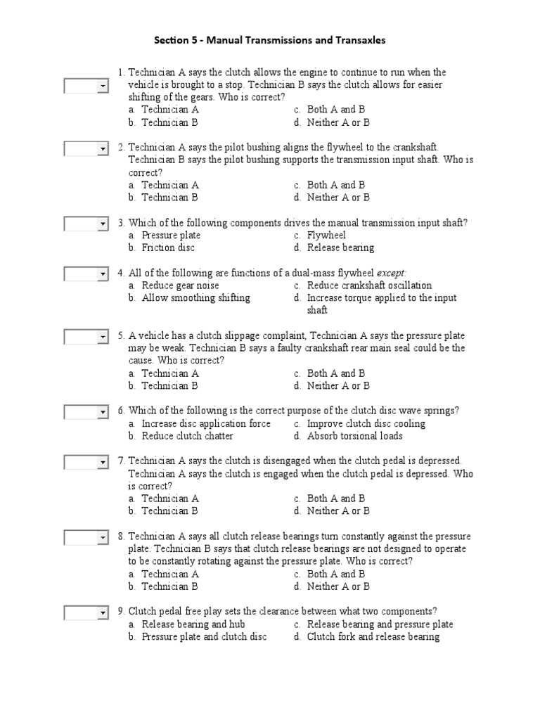 Section 5 Manual Transmissions and Transaxles PDF Clutch Manual