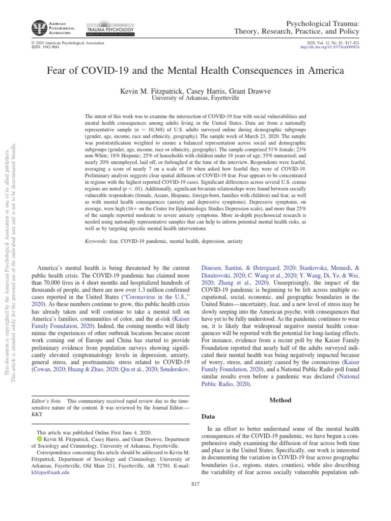 Fitzpatrick Et Al. (2020) PDF Anxiety Disorder Depression (Mood)