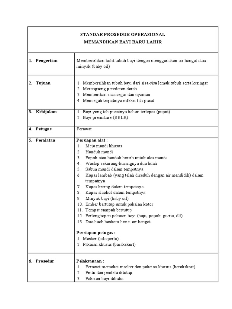 STANDAR PROSEDUR OPERASIONAL Anak | PDF