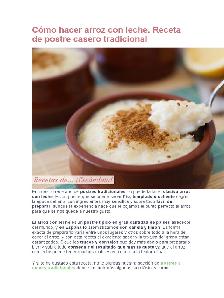 Delicioso Arroz con Leche Español: La Receta Tradicional en 5 Pasos