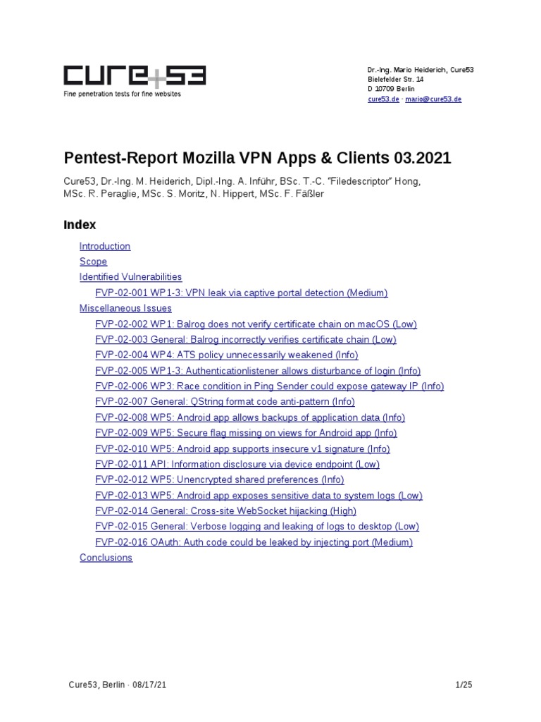 Mozilla VPN Pentest Report Final 1636456829 | PDF | Android (Operating ...