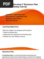 Chapter 6: Develop IT Business Plan and Lean Startup Canvas