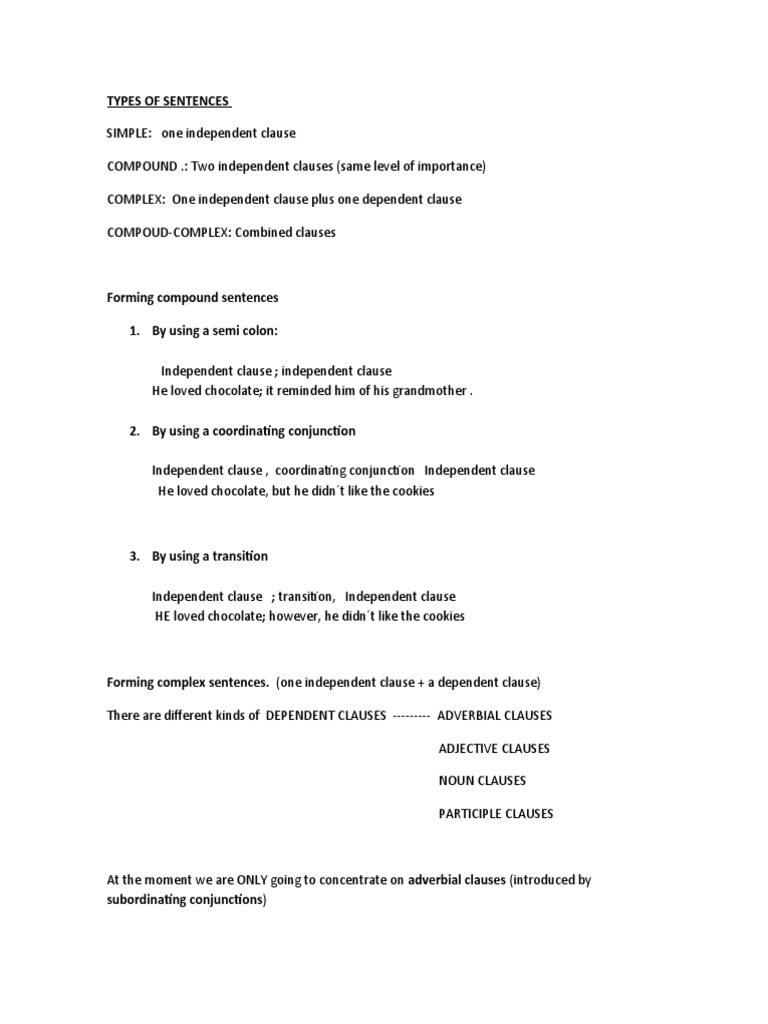Types of Sentences and Connectors Guide | PDF | Linguistic Morphology ...