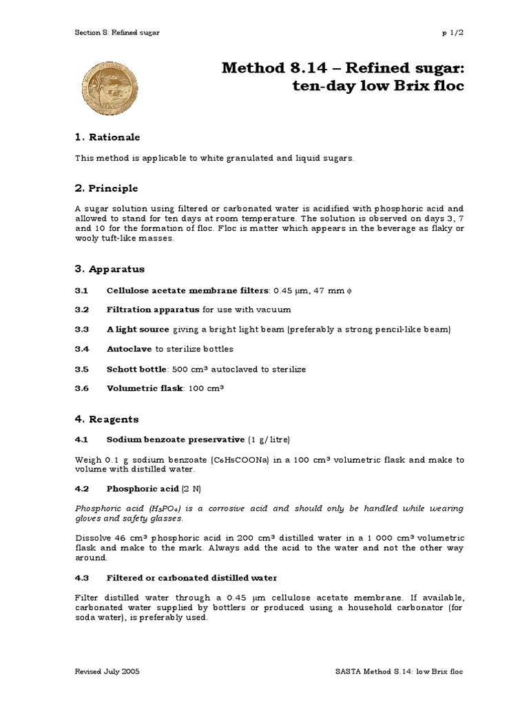 Método Floc Coca Cola PDF Filtration Particle