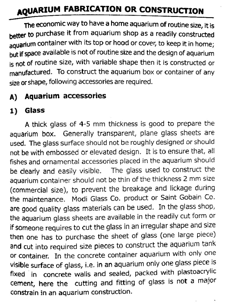 Aquarium Fabrication | PDF