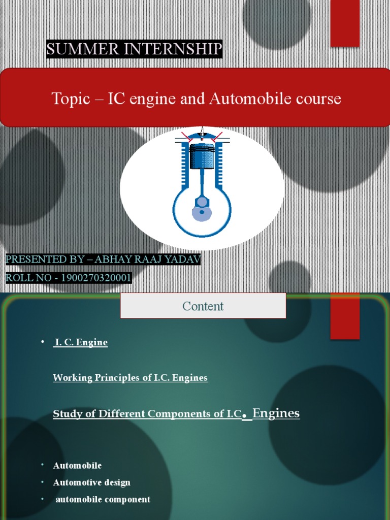 Abhay Mini Internship PDF Internal Combustion Engine Piston