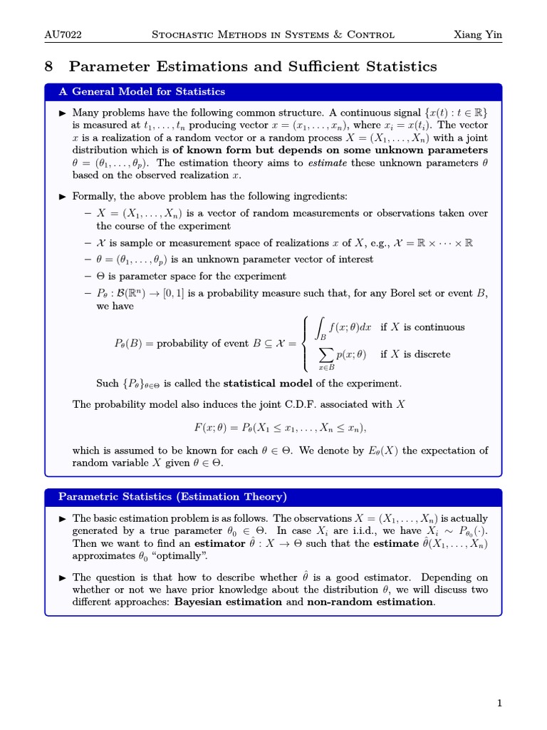 Sufficient Statistics in Estimation Theory | PDF | Statistical Theory ...