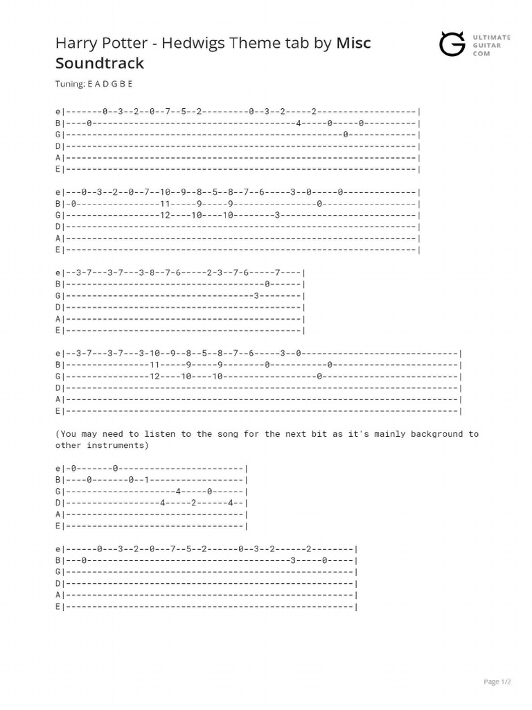 Harry Potter - Hedwigs Theme Tab | PDF