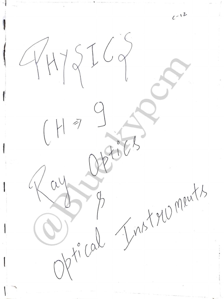 Ray Optics and Optical Instruments Class 12 Physics Revision Notes Blue