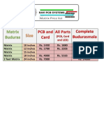 RAVI PCB Matrix Price List