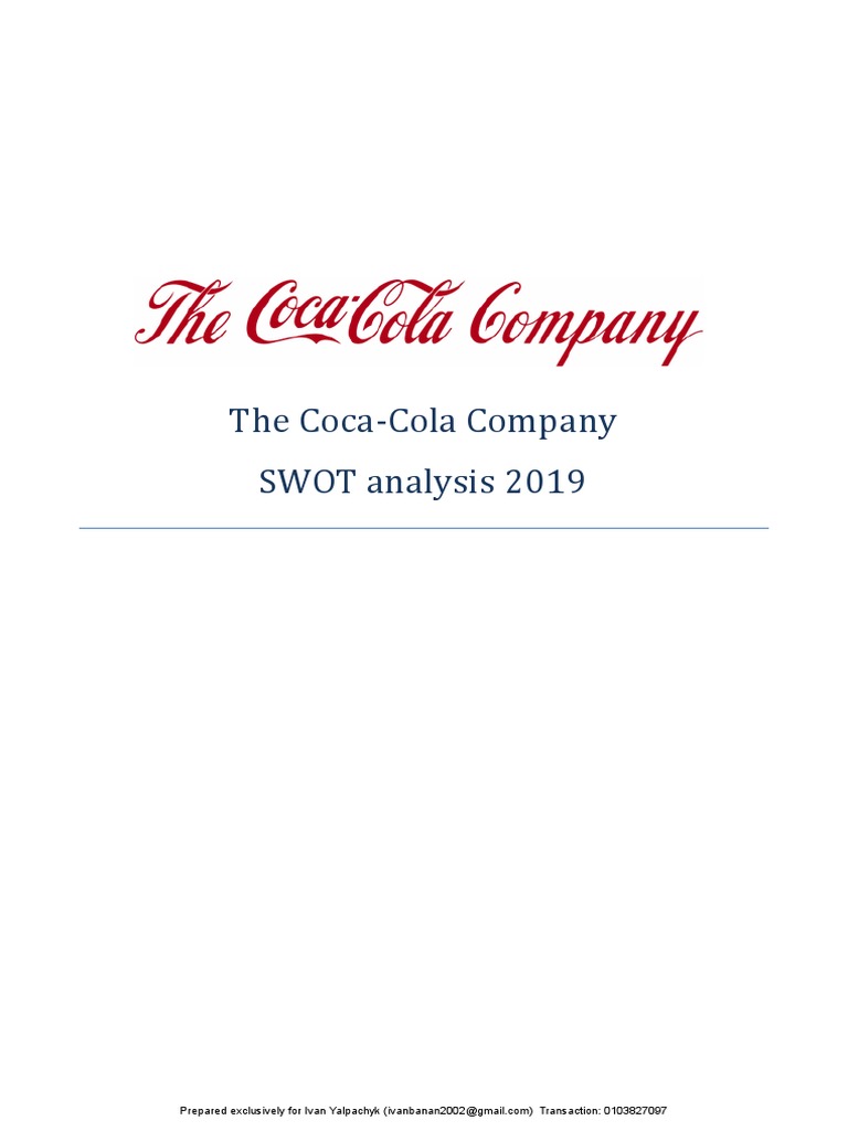 Coca Cola Swot Analysis 2019 PDF The Coca Cola Company Soft Drink