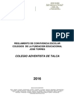 Reglamento de Convivencia Escolar Actualizado 2016