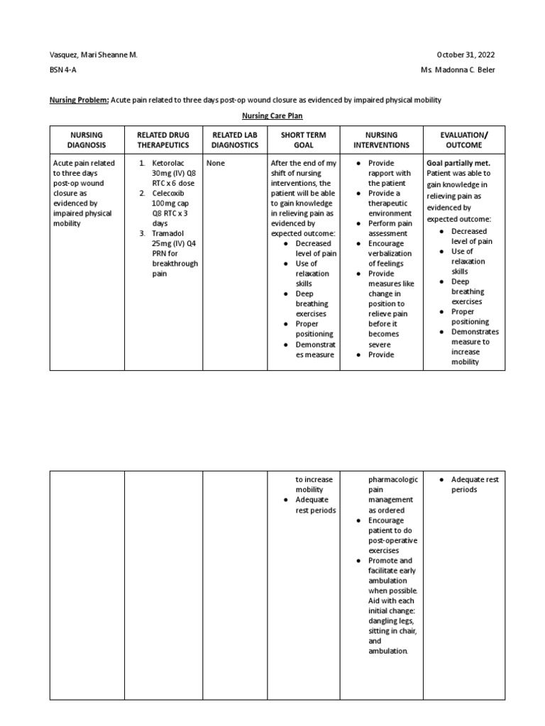 Vasquez RLE A3 NCP WEEK 1 OSMUN PDF Nursing Pain