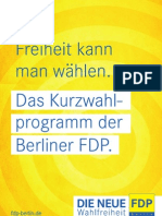 Kurzwahlprogramm Der FDP-Fraktion Zur Abgeordnetenhauswahl 2011