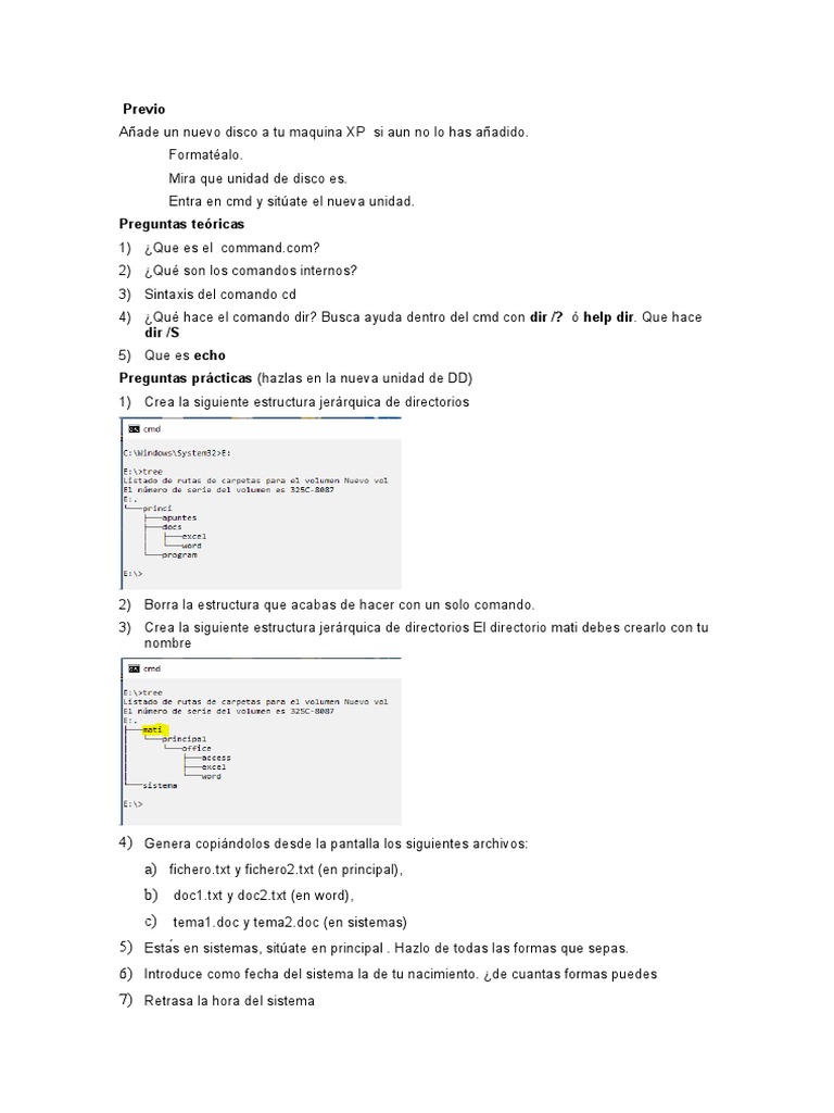 Comandos y Estructuras en Windows XP | PDF | Archivo de computadora ...