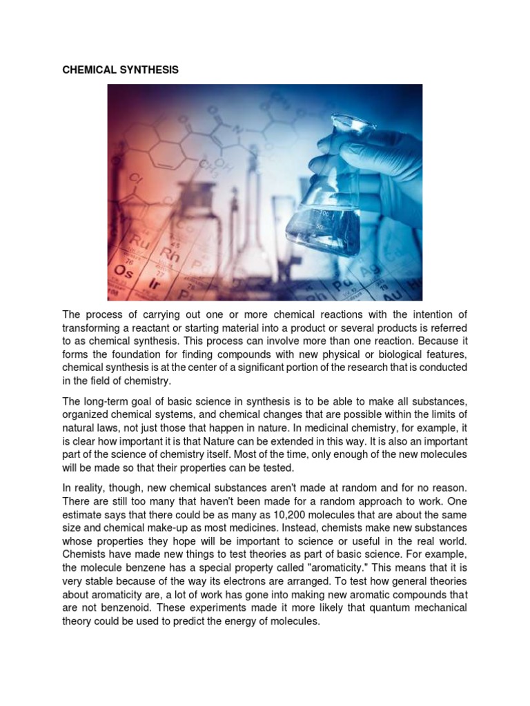 Chemical Synthesis PDF Chemistry Chemical Substances