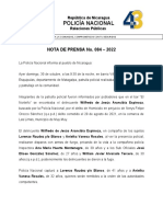 Nota de Prensa No. 84-2022 Muertes Homicidas de Tres Compañer@s Policías, en El Municipio Esquipulas, Matagalpa Ayer Domingo 30 de Octubre de 2022