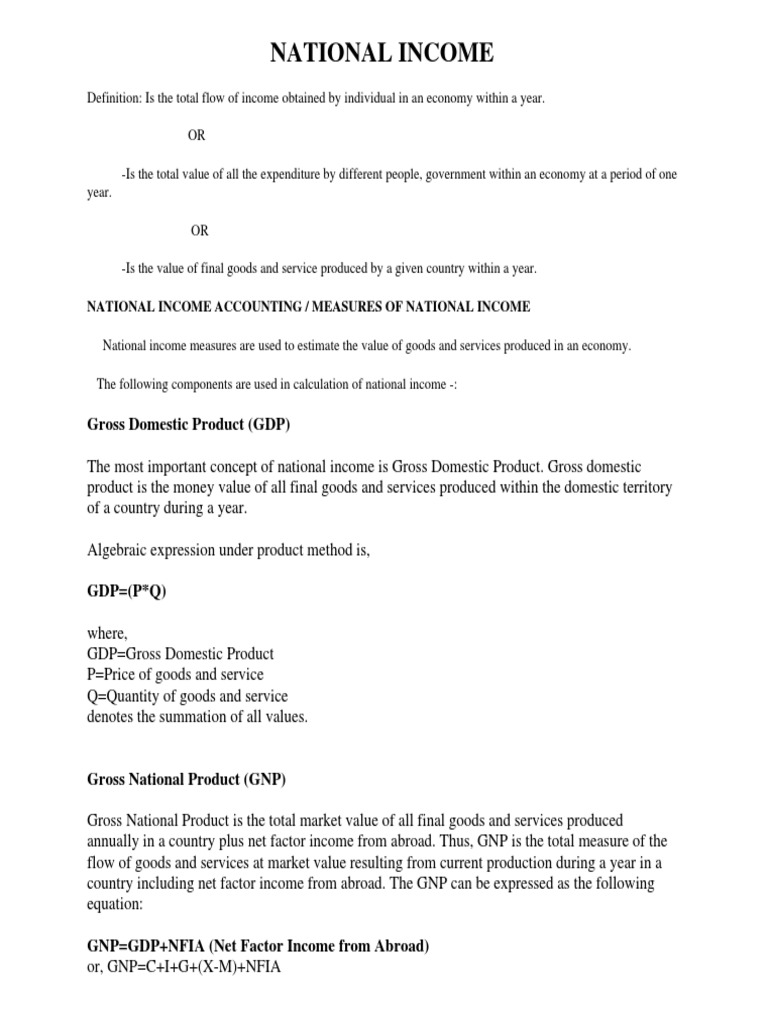 Economics Notes Form 6 Unlocked Pdf Taxes Measures Of National