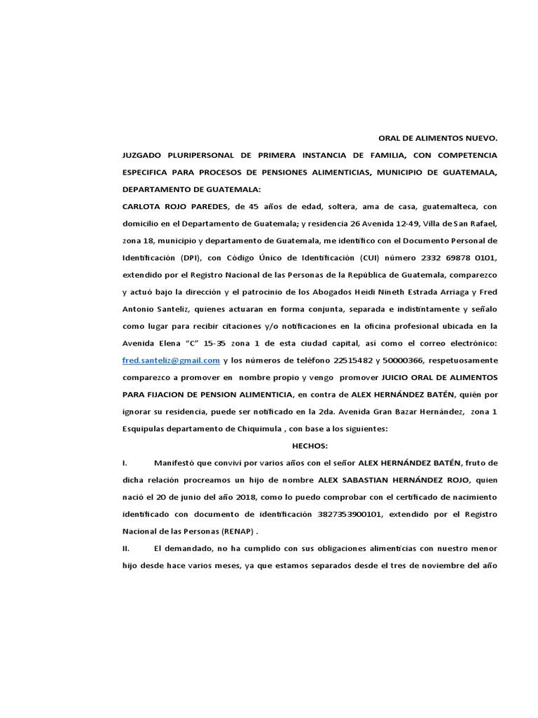 Oral de Alimentos Nuevo | PDF | Pensión alimenticia | Bancos