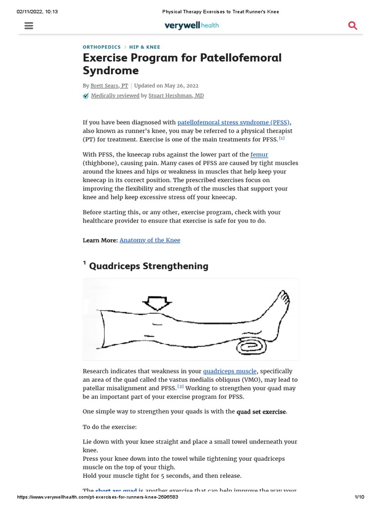 Physical Therapy Exercises To Treat Runner's Knee Download Free PDF