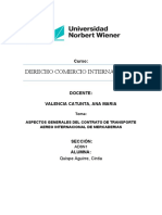 Aspectos Generales Del Contrato de Transporte Aereo Internacional de Mercaderias